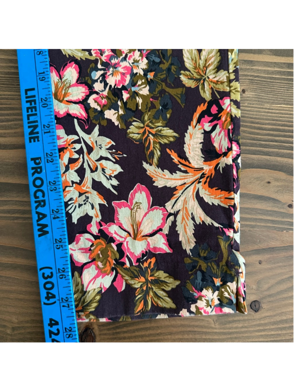 Soft Surroundings Floral Ankle Pants Womens L Brown Pink Stretch Crop - Picture 13 of 14